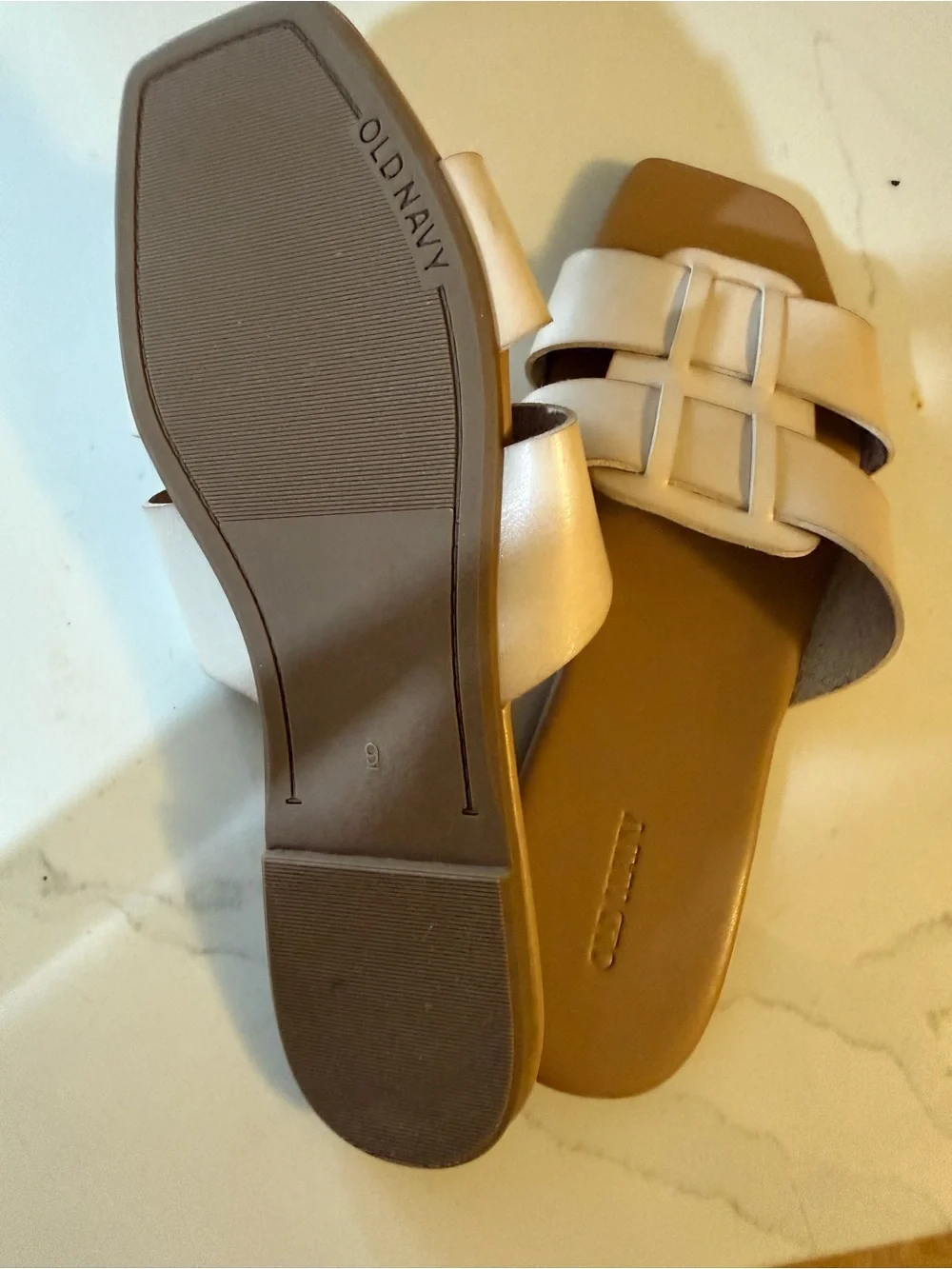 Old Navy Cream Woven Slide Sandals